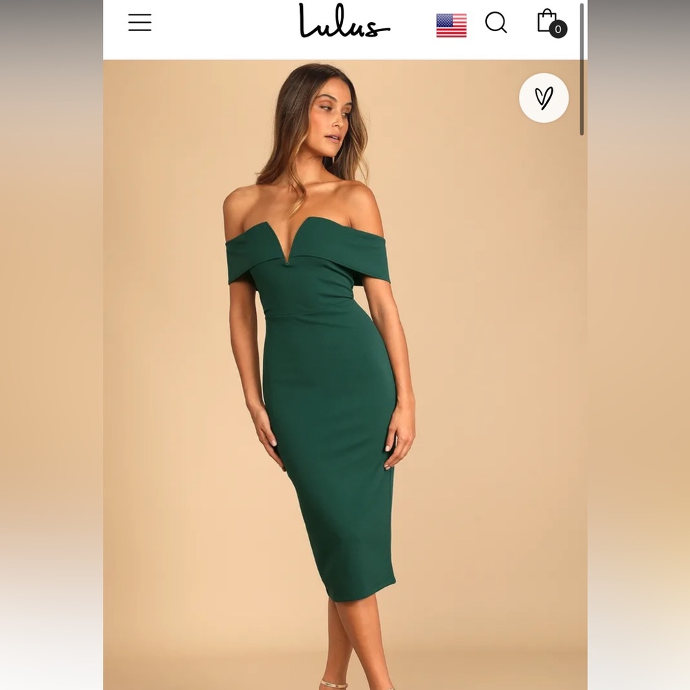 Lulu’s “My favorite night” dark green Midi dress